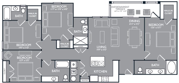 Four-Bedroom Floor Plan at Mansions at Spring Creek, Garland