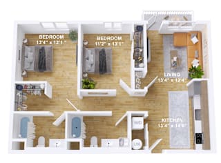 3Bed 2Bath Floor Plan at The Mill on Maple Apartments, Oregon City