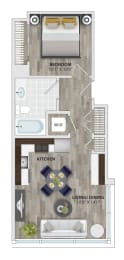 Studio 1 Bath Floor Plan at 1405 Point Street Apartments in Baltimore, MD