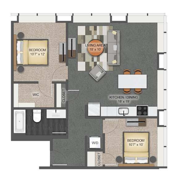 2Bed 1Bath C Floor Plan at Stella St. Paul Apartments, St. Paul, MN