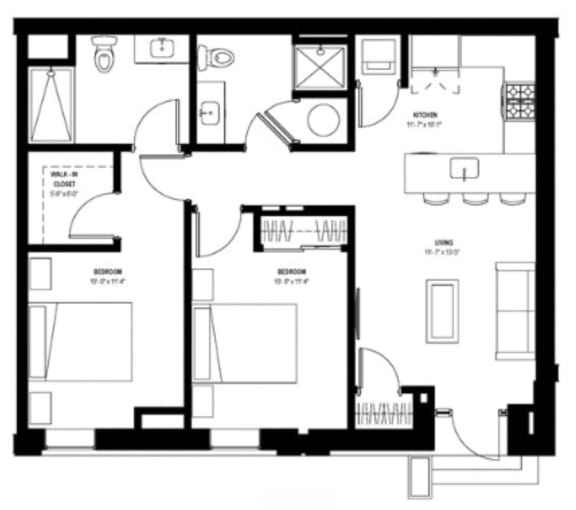 2 bedroom 2 bath at Glassworks, Philadelphia