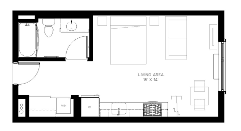 Multnomah Station Apartments Studio 2D Floor Plan