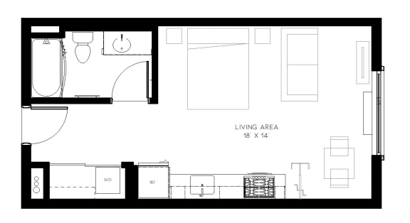 Floor Plan  Multnomah Station Apartments Studio 2D Floor Plan