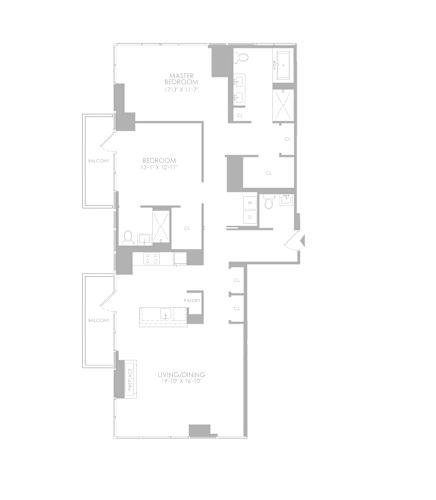 Floor Plan  A floor plan for a penthouse suite in a building called Sky.