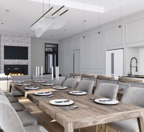 Private Dining Room With Fully-Equipped Kitchen & Fireplace Lounge
