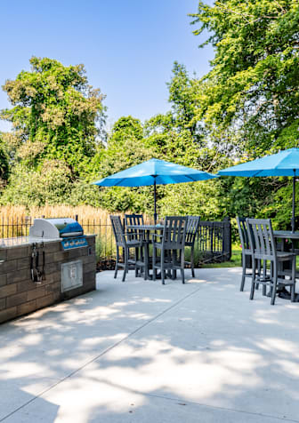 Outdoor Kitchen with Seating at Hidden Lakes Apartments, Clarkston, Michigan