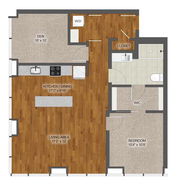 1Bed 1Bath L Floor Plan at Stella St. Paul Apartments, Minnesota