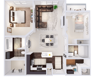  Floor Plan 2 Bed, 2 Bath (K)
