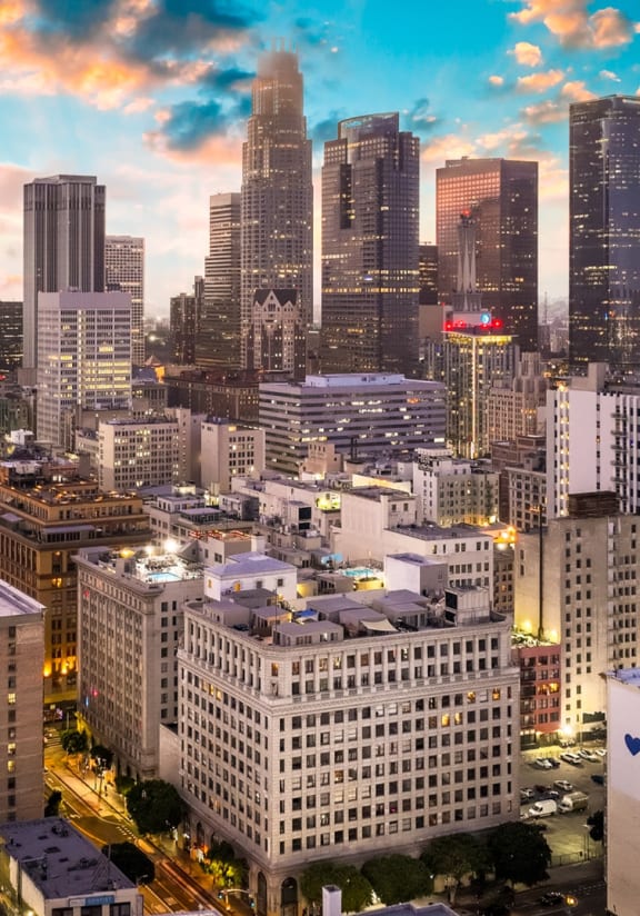 a view of the city at night