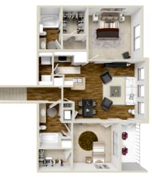 Two Bedroom, Two Bathroom Apartment for Rent | 1,090 Sq. Ft. at Kingston Crossing in Bossier City, Louisiana