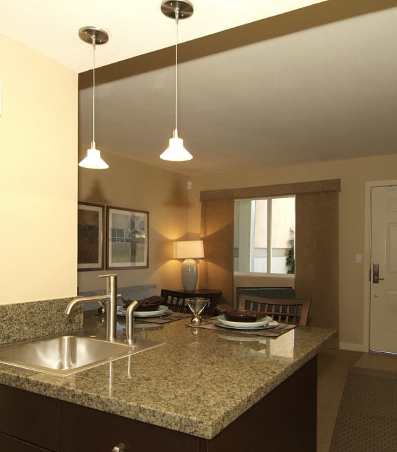 model apartment kitchen area