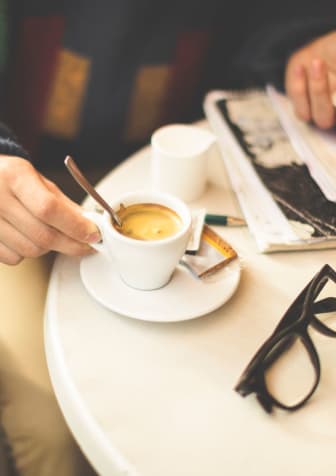 enjoying coffee