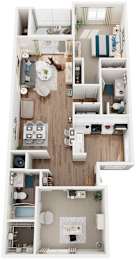 2 Bed 2 Bath Floor Plan | 1,110 Sq. Ft