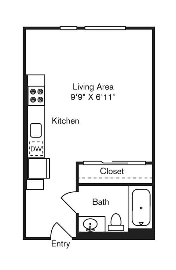 St Luke's Apartments in Seattle, Washington Studio Floor Plan