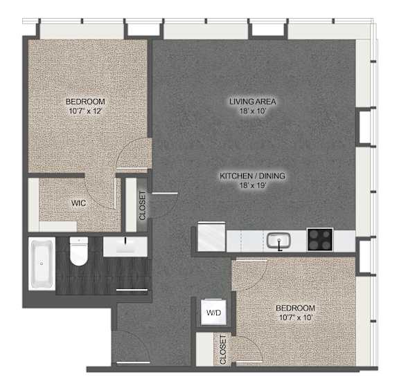 2Bed 1Bath A Floor Plan at Stella St. Paul Apartments, St. Paul