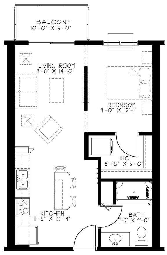 510 sq ft studio
