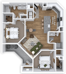 B3B Floor Plan at Coya Apartments, Las Vegas, 89102