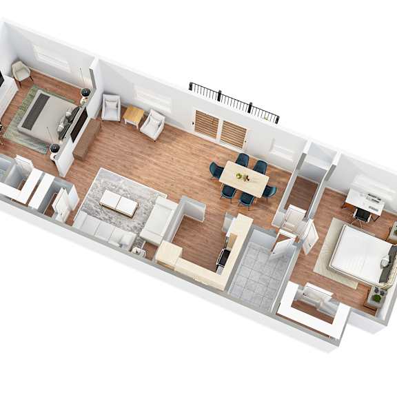 Split 2 bedroom with balcony Floorplan at Kensington House, Kensington