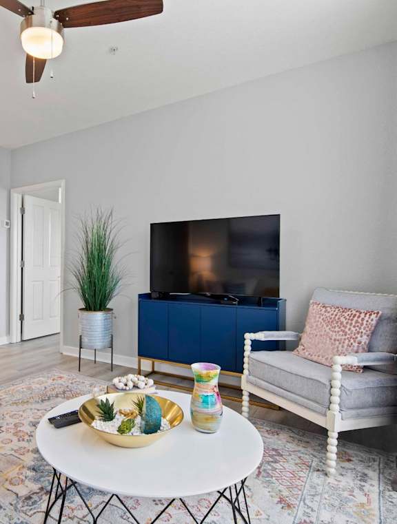 Living Room With TV at Elan Apartments, Fort Walton Beach, FL