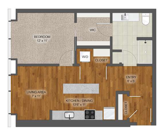 1Bed 1Bath I Floor Plan at Stella St. Paul Apartments, St. Paul, 55102