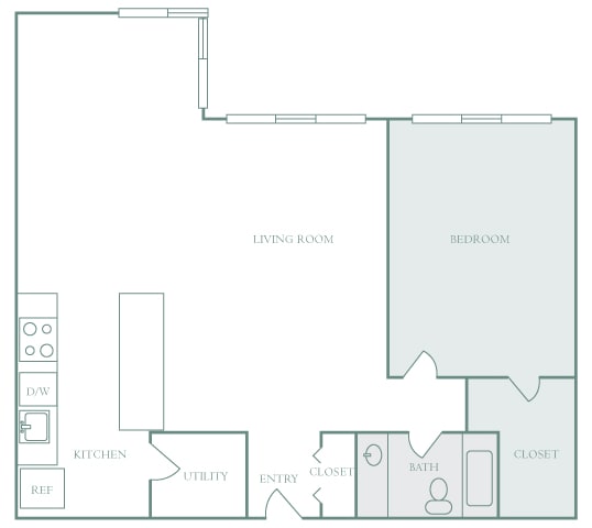 Harbor Hill Apartments floor plan A8 - 1 bed 1 bath - 2D