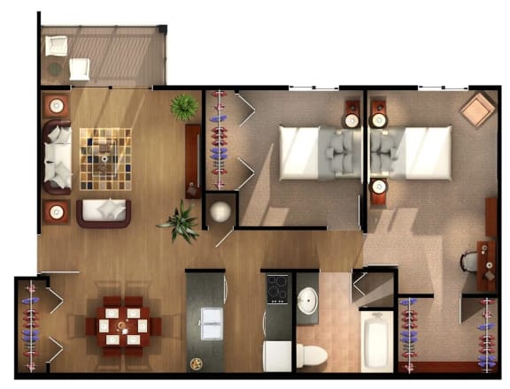 Floor Plan Two Bedroom One Bathroom