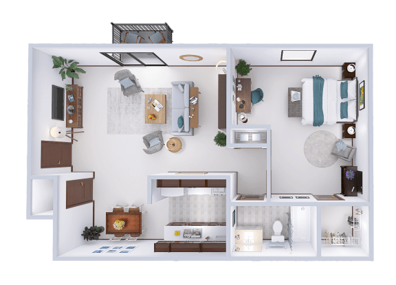Floor Plan  1 Bed, 1 Bath (C)