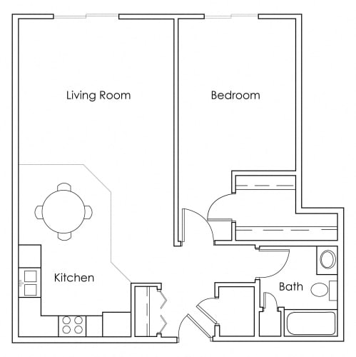 Floor Plan  1 Bedroom 1 Bathroom 750 - E