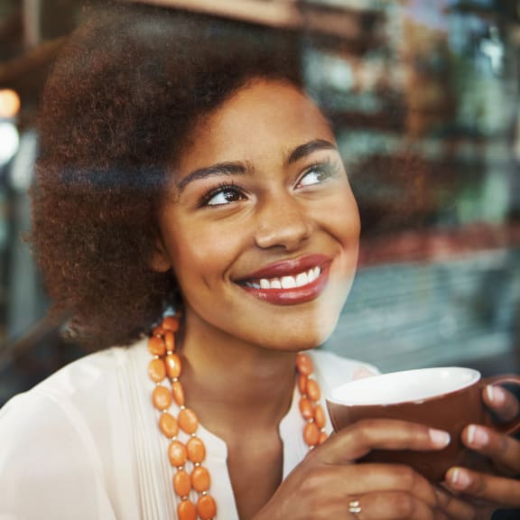 a woman drinking coffee at Brix, Walla Walla, WA, 99362