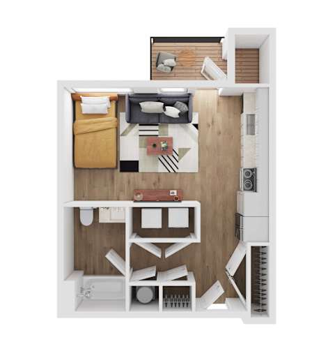 Floor Plan  Studio 1 Bath Floor Plan | 521 Sq. Ft. at Union at Tryon in Charlotte, 28262