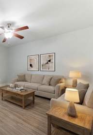 Bright Living Room at The Lodge at Johns Road Apartments, Alabama, 35806