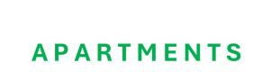 a logo for beacons estates apartments in greens on a black background