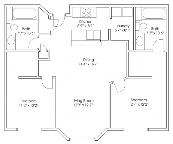 Floor Plan  2 Bedroom 2 Bathroom