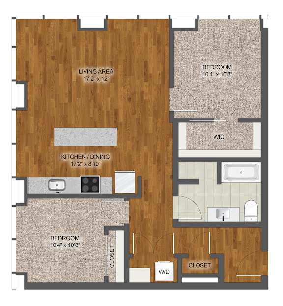 2Bed 1Bath Floor Plan at Stella St. Paul Apartments, Minnesota, 55102