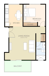  Floor Plan One Bedroom One Bathroom