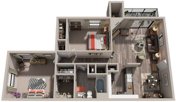 Floor Plan  2 Bed 1 Bath Floor Plans | 906 Sq. Ft. at Westbury Creek, GA, 30909