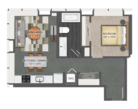 1Bd 1Bth R Floor Plan at Stella St. Paul Apartments, St. Paul, Minnesota