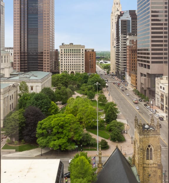 A view of the skyline at Preston Centre, Ohio
