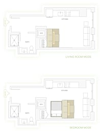 Avenir S6 partial y sunrise smart suite living room and bedroom layout.