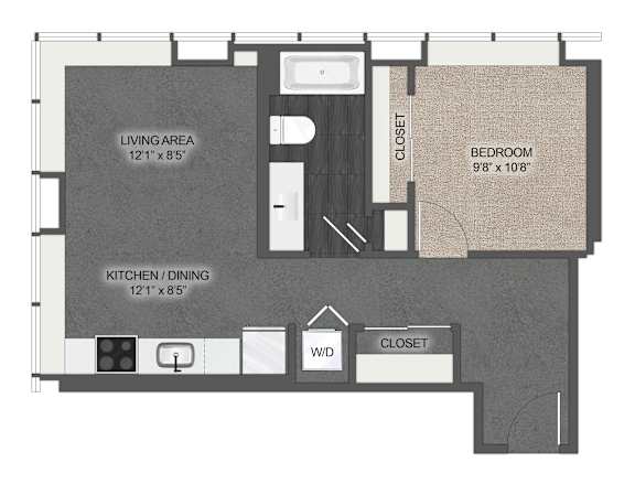 1Bed 1Bath M Floor Plan at Stella St. Paul Apartments, Minnesota, 55102