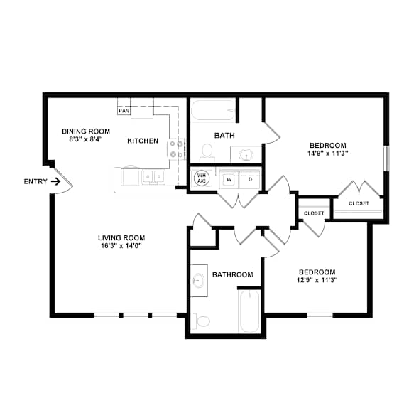 A black and white image of a floor plan for a home.