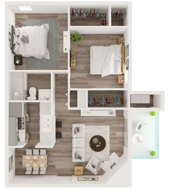 B1 Floor Plan at Water Ridge Apartments, CLEAR Property Management, Irving, TX