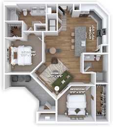 A 15x12 inch bedroom is located in the bottom right corner of the floor plan.