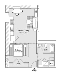 2 bed 2 bath B4 Floor Plan at 99 Front, Memphis, 38103
