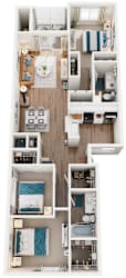 3 Bed 2 Bath Floor Plan | 1,300 Sq. Ft