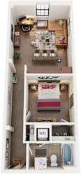 1 Bed 1 Bath Floor Plan | 645 Sq. Ft. at Mayton Transfer Lofts in Petersburg, VA 23803