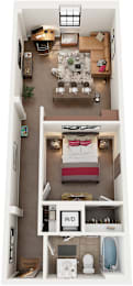 1 Bed 1 Bath Floor Plan | 645 Sq. Ft. at Mayton Transfer Lofts in Petersburg, VA 23803