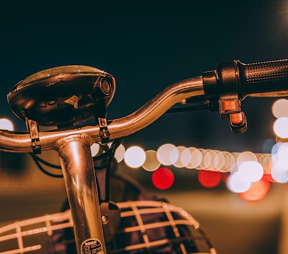 Bicycle handlebar representing convenient transportation and easy access around Overland Park.