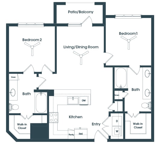 B1 - 1bed1bath - 970 sf - Debbie Lane Flats