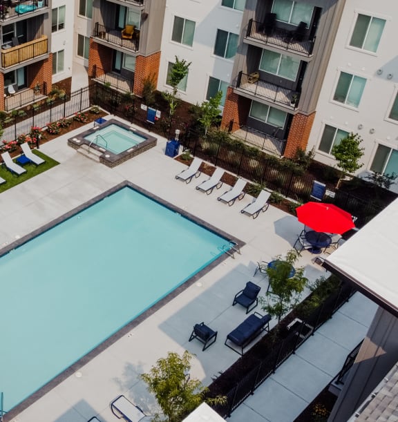 Aerial View of Swimming Pool at Foothill Lofts